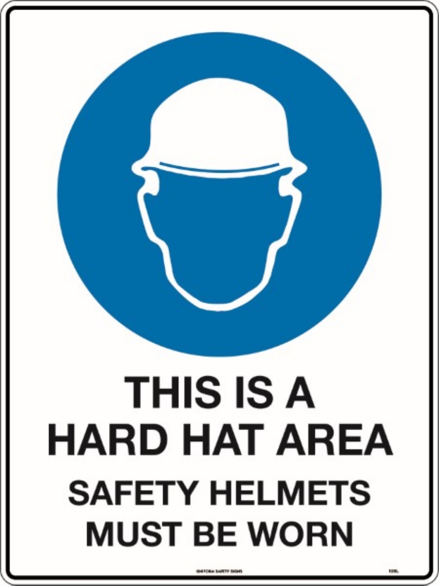 Picture of 600x450mm - Metal - This is a Hard Hat Area Safety Helmets Must be Worn