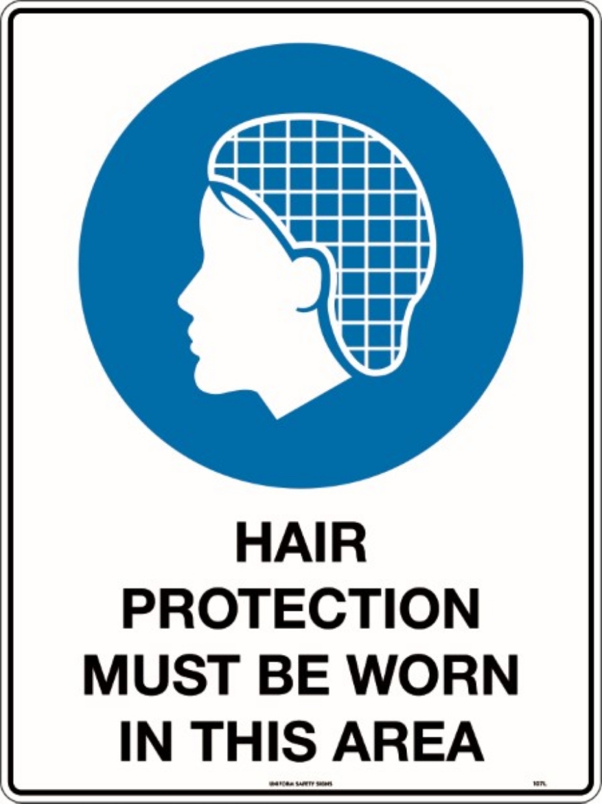 Picture of 450x300mm - Metal - Hair Protection Must be Worn in This Area