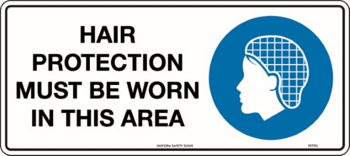 Picture of 450x200mm - Poly - Hair Protection Must be Worn in This Area