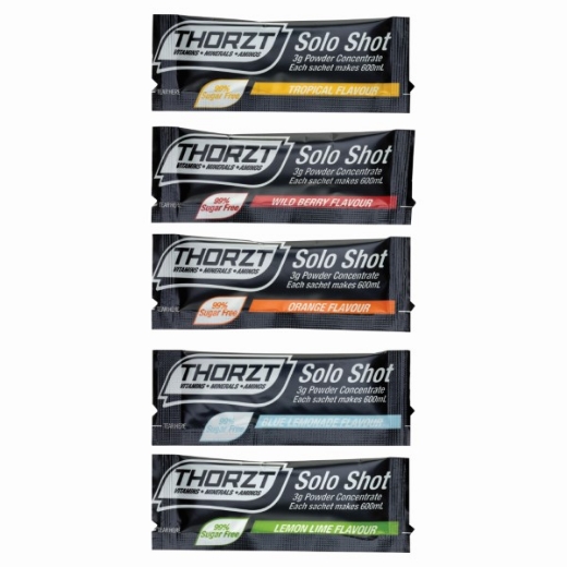 Picture of Thorzt Electrolyte Thirst Aid 4g Sugar Free Solo Shot Sachet - Makes 600ml 5 Mixed Fruit Flavours