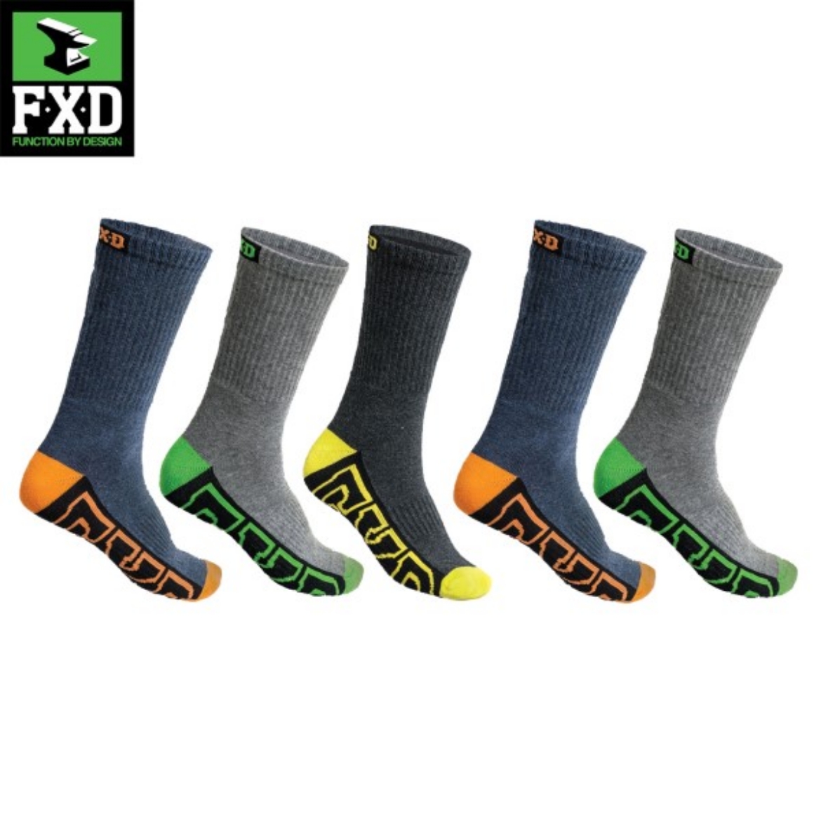 Picture of F.X.D Socks 5 Pack Mixed Colours One Size 7-11