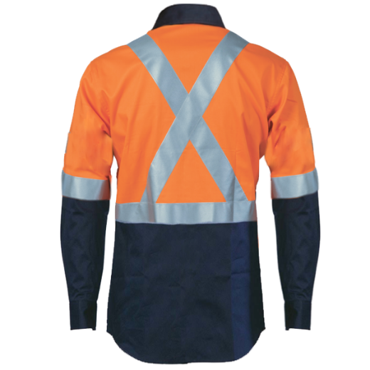 Picture of Cotton Drill Shirt Long Sleeve X Pattern Reflective Tape