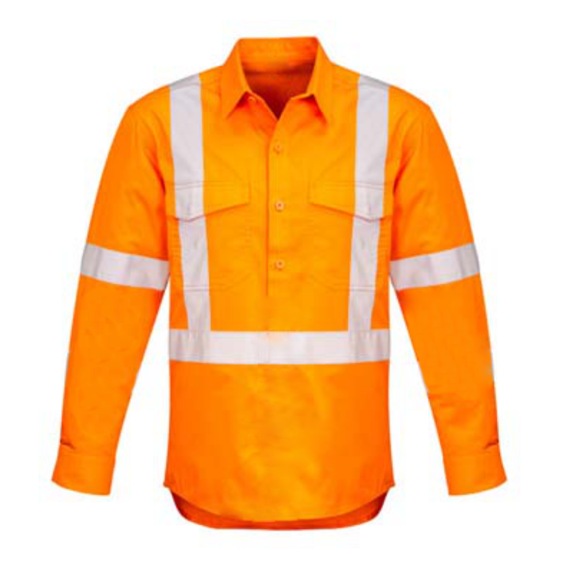 Picture of Cotton Drill Shirt Long Sleeve Closed front Gusset Sleeve Rail X Reflective Tape Orange M