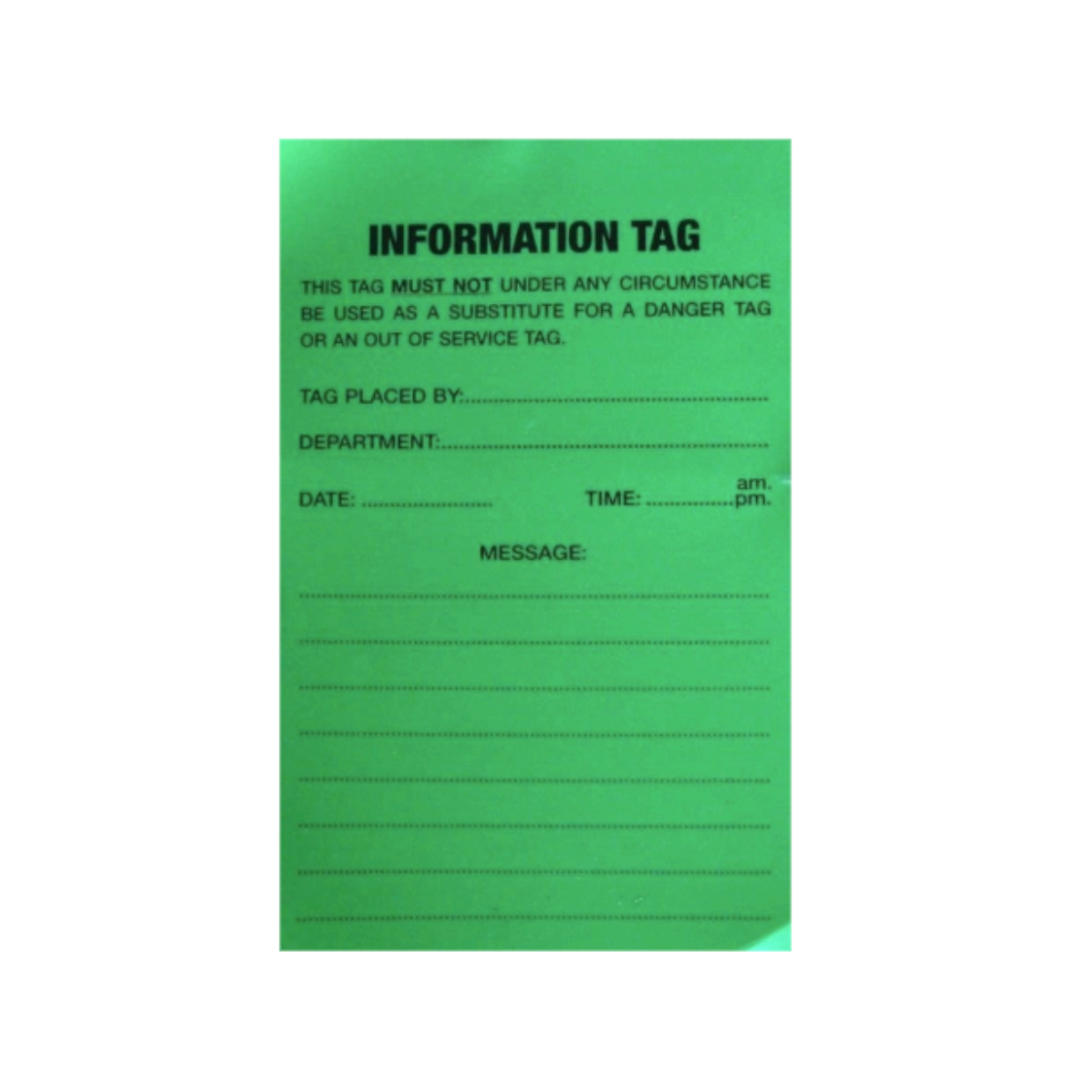 Picture of Green Information Tag 80 x 160mm 8mm Eyelet with String