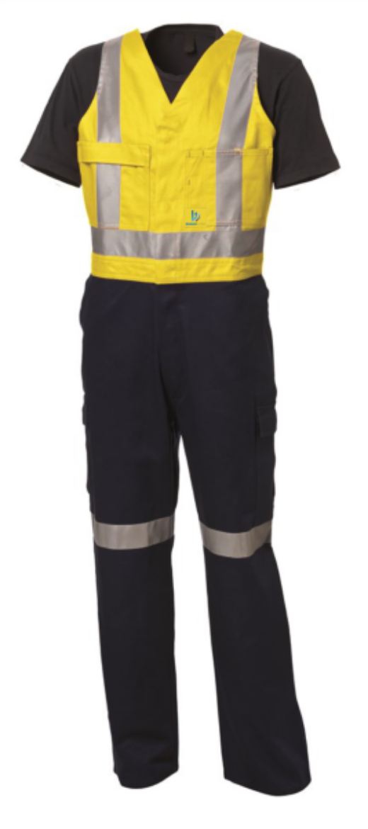 Picture of Action Back Overalls with Pockets Reflective Tape Yellow/Navy