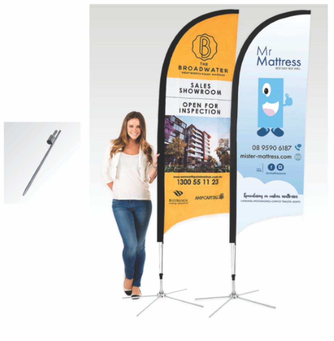Picture of Bow Banner Small 2400mm H Ground Spike Printed Double Sided