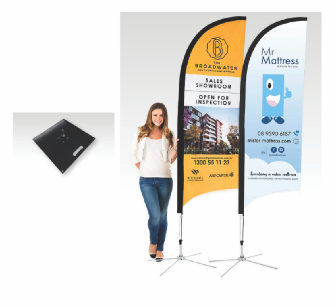 Picture of Bow Banner Large 4000mm H Heavy Duty Square Base (10kg) Printed Double Sided