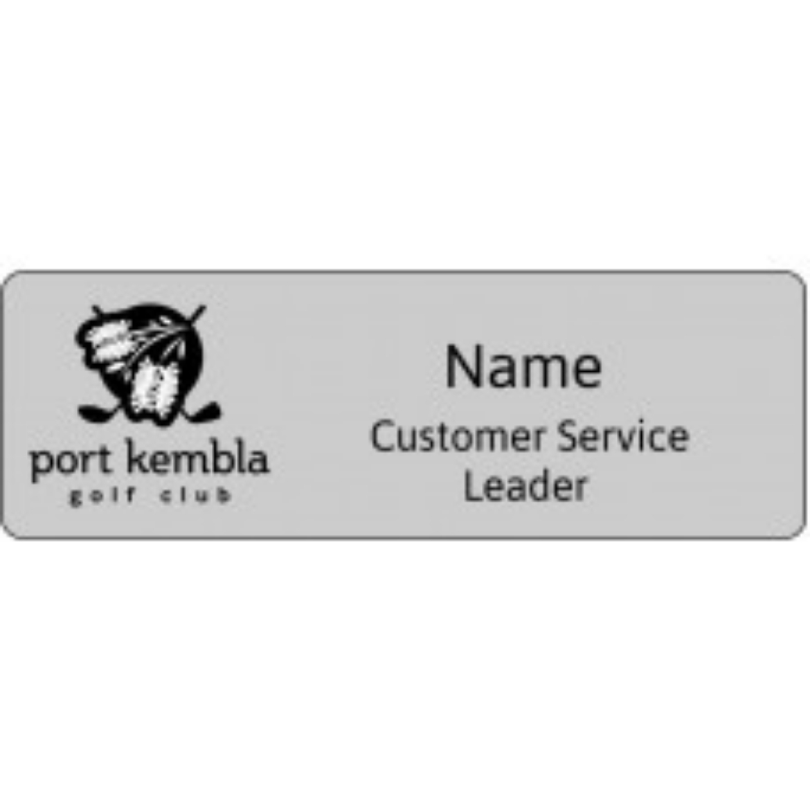 Picture of Badge Brushed Silver Resin Domed 75mm x 25mm Magnetic Fitting - Port Kembla Golf Club - Customer Service Leader ****NAME****