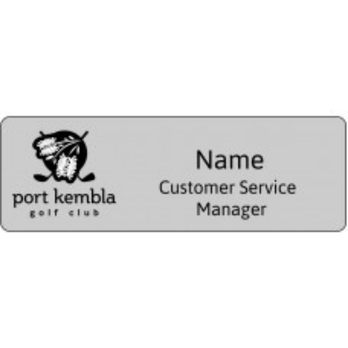 Picture of Badge Brushed Silver Resin Domed 75mm x 25mm Magnetic Fitting - Port Kembla Golf - Customer Service Manager ****NAME****