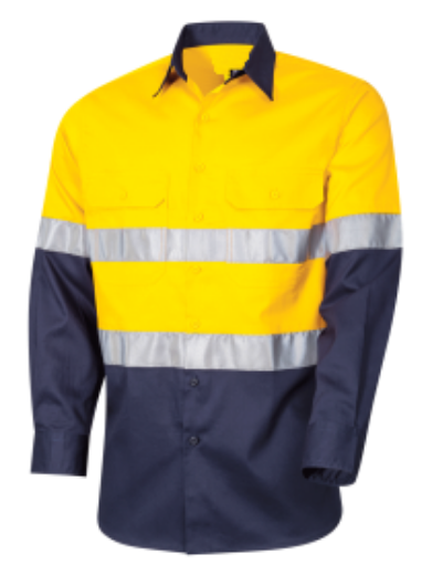 Picture of Cotton Drill Shirt Long Sleeve 2 Hoop Pattern Reflective Tape