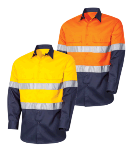 Picture of Cotton Drill Shirt Long Sleeve 2 Hoop Pattern Reflective Tape