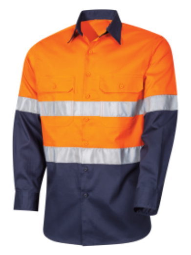 Picture of Cotton Drill Shirt Long Sleeve 2 Hoop Pattern Reflective Tape