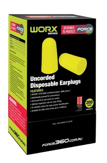 Picture of Force360 Bullet Shaped Earplug Uncorded Class 5 26Db (Box 200)
