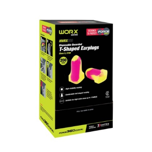 Picture of Force360 T-Shaped Earplug Uncorded Class 5 27Db (Box 200)