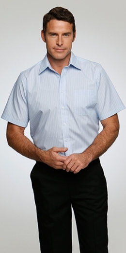 Picture of City Collection Mens Shadow Stripe Shirt Short Sleeve