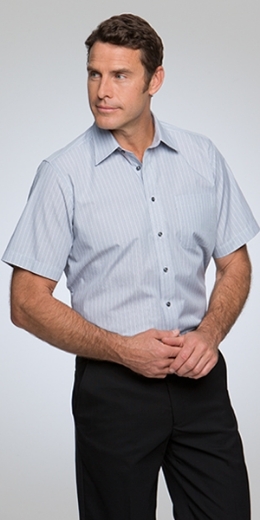 Picture of City Collection Mens Shadow Stripe Shirt Short Sleeve