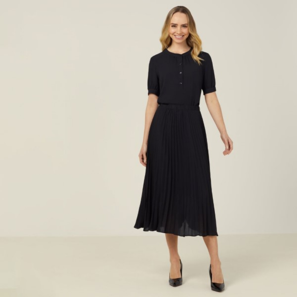 Picture of NNT Ladies Soft Georgette Pleated Midi Skirt