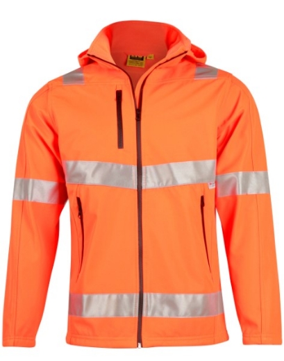 Picture of AIW Mens Hi-Vis Soft Shell Hooded Jacket with Reflective Tape