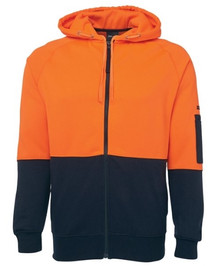 Picture of JB's Hi Vis Full Zip Fleecy Hoodie 80% Polyester 20% Cotton 2 Tone