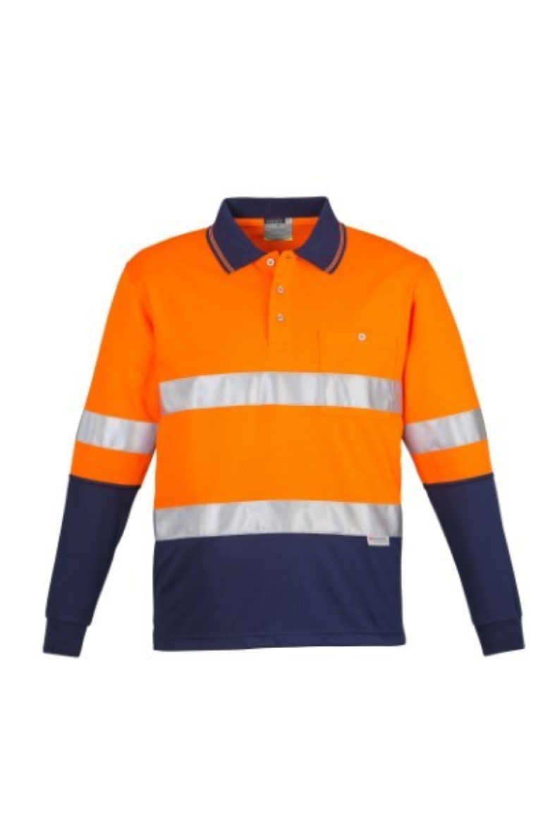 Picture of Syzmik Mens Hi Vis Spliced Polo 100% Polyester Long Sleeve Hoop Taped