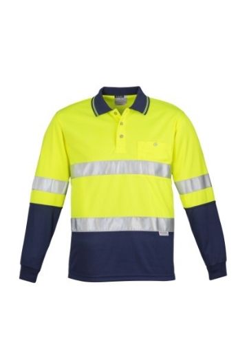Picture of Syzmik Mens Hi Vis Spliced Polo 100% Polyester Long Sleeve Hoop Taped