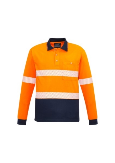 Picture of Syzmik Unisex Polo Shirt 100% Polyester Long Sleeve with Segmented Reflective Tape