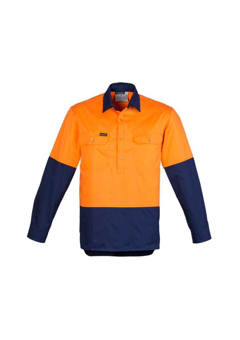 Picture of Syzmik Mens Hi Vis Closed Front Long Sleeve Shirt