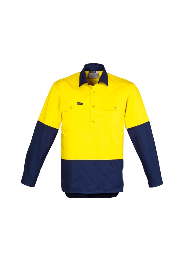 Picture of Syzmik Mens Hi Vis Closed Front Long Sleeve Shirt