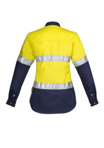 Picture of Syzmik Ladies Cotton Drill Shirt with Reflective Tape Long Sleeve