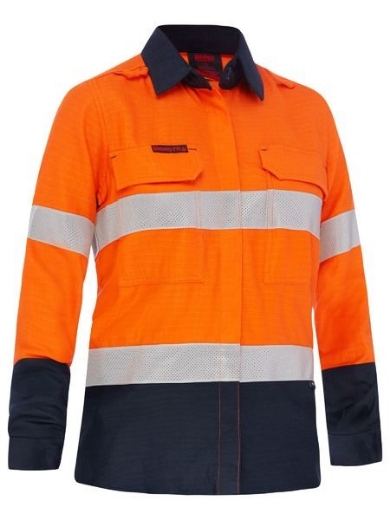Picture of Bisley Ladies Apex 185 Hi Vis Ripstop Vented FR Shirt PPE2 ATPV 8.5
