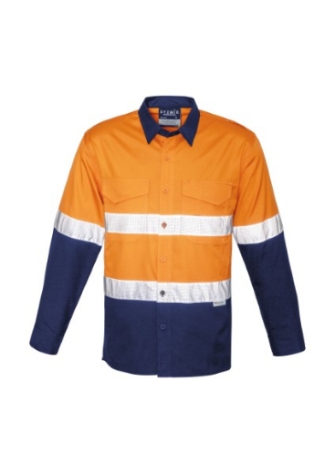 Picture of Syzmik Mens Hi Vis Spliced Rugged Shirt With 2 Ring Reflective Tape Long Sleeve