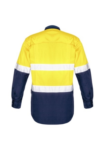 Picture of Syzmik Mens Hi Vis Spliced Rugged Shirt With 2 Ring Reflective Tape Long Sleeve