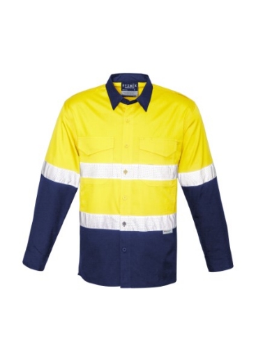 Picture of Syzmik Mens Hi Vis Spliced Rugged Shirt With 2 Ring Reflective Tape Long Sleeve