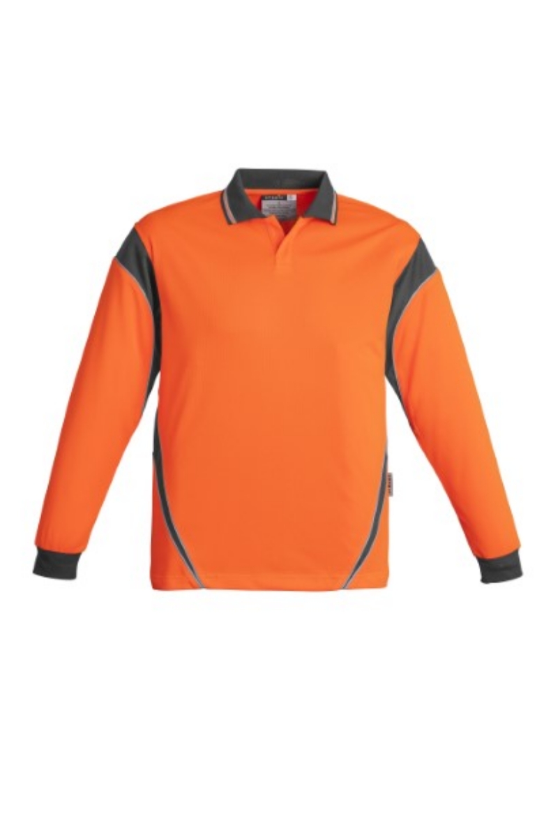Picture of Syzmik Mens Aztec Hi Vis Polo Shirt 100% Polyester Long Sleeve