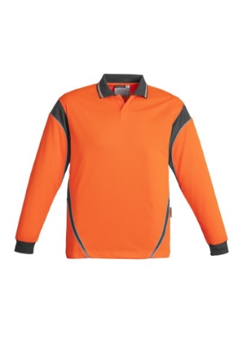 Picture of Syzmik Mens Aztec Hi Vis Polo Shirt 100% Polyester Long Sleeve