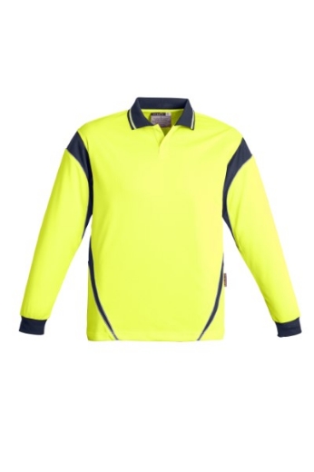 Picture of Syzmik Mens Aztec Hi Vis Polo Shirt 100% Polyester Long Sleeve