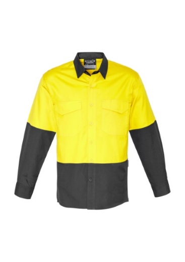 Picture of Syzmik Mens Hi Vis Spliced Rugged Shirt Long Sleeve