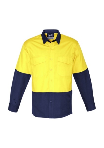 Picture of Syzmik Mens Hi Vis Spliced Rugged Shirt Long Sleeve