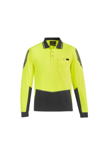 Picture of Syzmik Mens Flux Polo Shirt 100% Polyester Long Sleeve