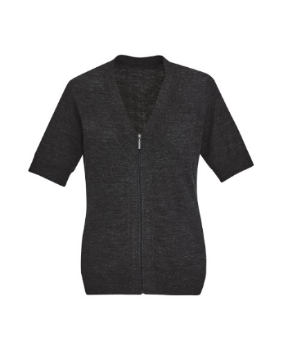Picture of Bizcare Ladies Short Sleeve Zip Front Cardigan