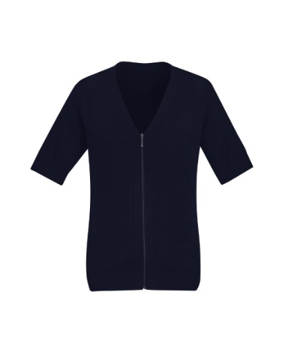Picture of Bizcare Ladies Short Sleeve Zip Front Cardigan