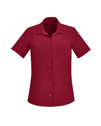 Picture of Bizcare Ladies Florence Easy Stretch Plain Shirt Short Sleeve