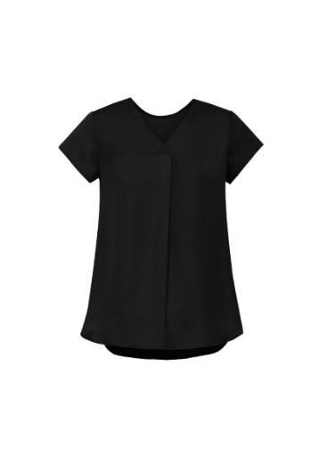 Picture of Biz Corporates Ladies Kayla Top Short Sleeve V Neck Pleat