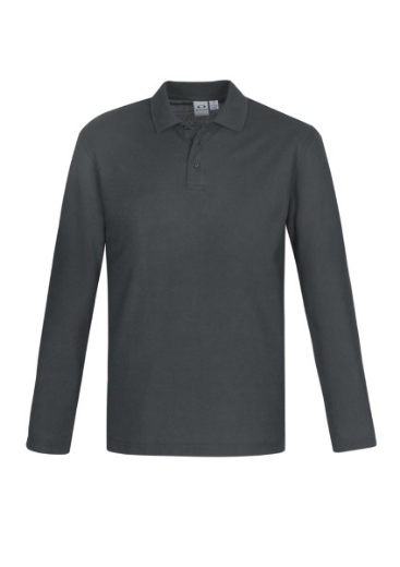Picture of Biz Collection Mens Long Sleeve Crew Polo Shirt 65% Polyester 35% Cotton