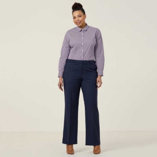 Picture of NNT Ladies Avignon Gingham Check Stretch Long Sleeve Slim Shirt