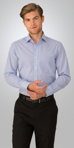 Picture of City Collection Mens Shadow Check Shirt Long Sleeve