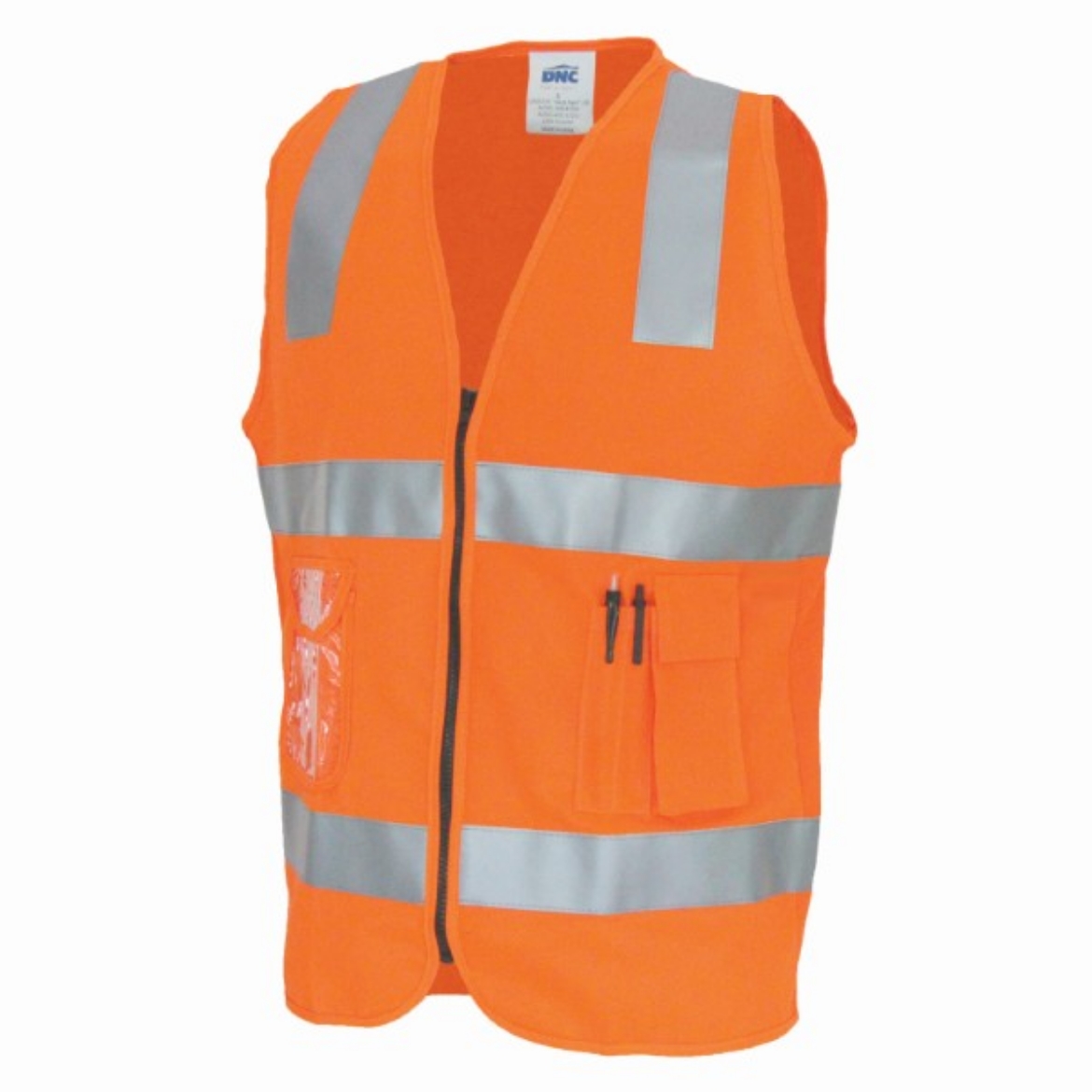 Picture of DNC Safety Vest ID Pocket Zip Front 100% Polyester Reflective Tape
