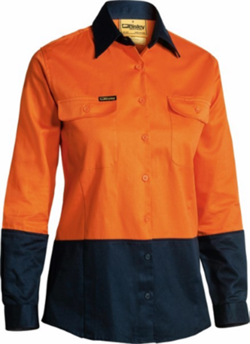Picture of Bisley Ladies Cotton Drill Shirt Long Sleeve Two Tone