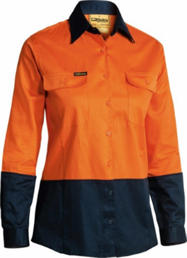 Picture of Bisley Ladies Cotton Drill Shirt Long Sleeve Two Tone