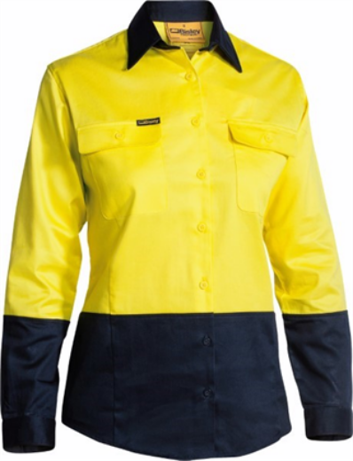Picture of Bisley Ladies Cotton Drill Shirt Long Sleeve Two Tone